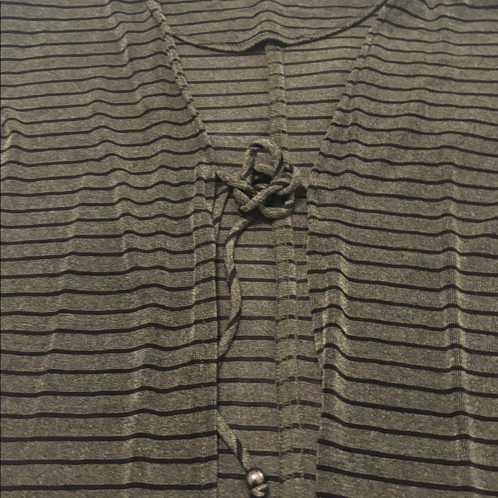 VTG R&M Richard Black & Olive Green Striped slinky  Cardigan SZ 16 shoulder pads - Picture 9 of 11